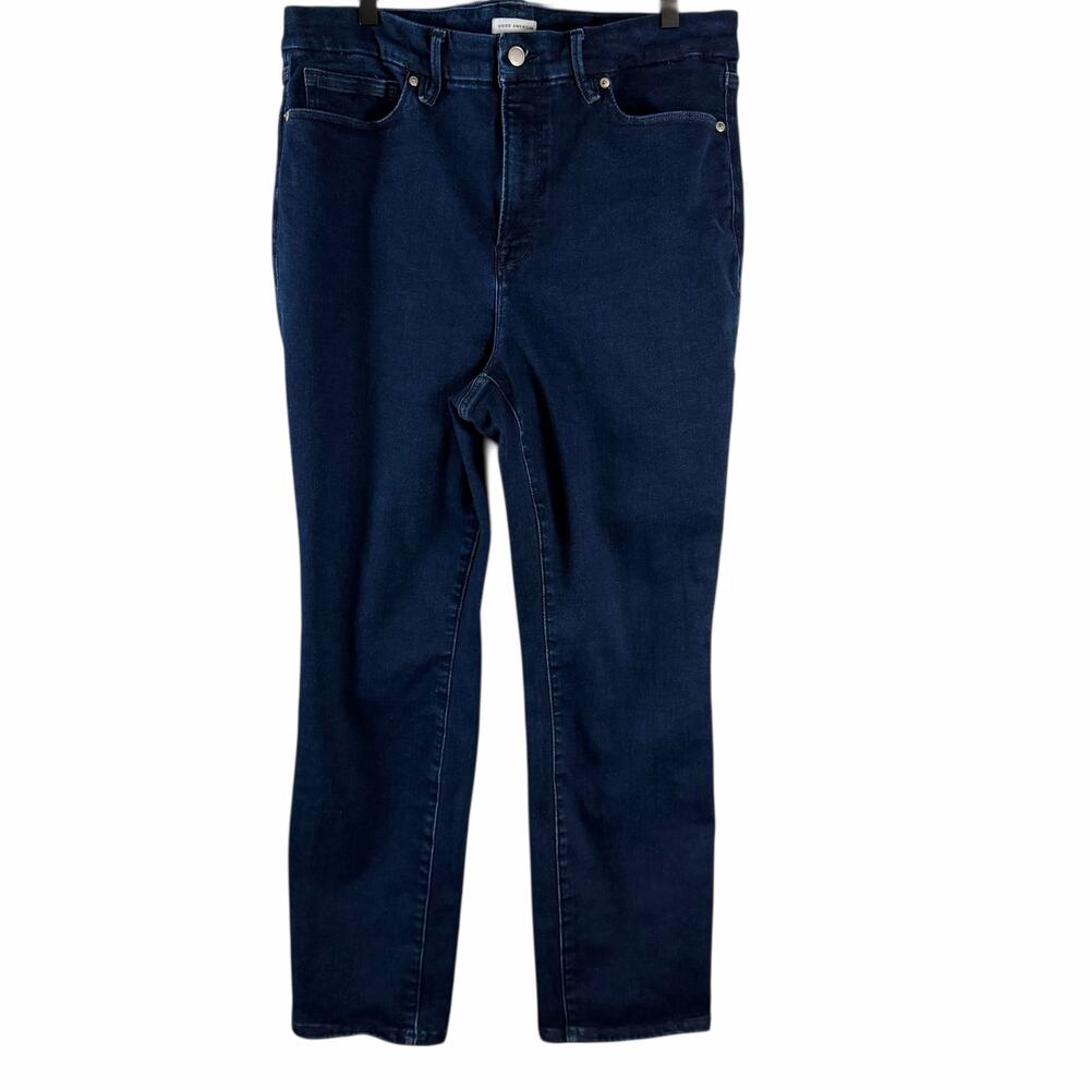 Good American Women’s Straight Leg Jeans – Dark Indigo Blue